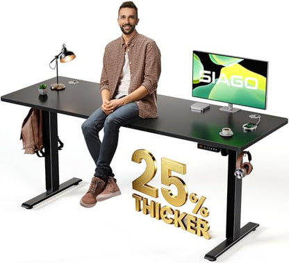 SIAGO Electric Standing Desk Adjustable - 63 x 24 Inch Sit Stand up Desk with Cable Management - 3 Memory Preset Adjustable Height Table | Smooth Height Adjustment, 200lbs Stability, 3 Memory Presets, Cable Management, Pre-Labeled Easy Assembly - color: B