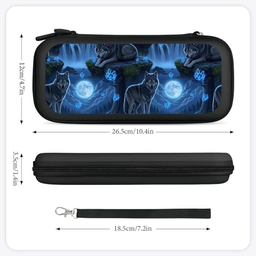 PPIKTC Carrying Case Protector Bag Compatible with Nintendo Switch, Hard Shell Game Console Organizer, Full Moon Wolf - color: Design (330)