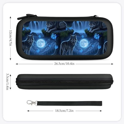 PPIKTC Carrying Case Protector Bag Compatible with Nintendo Switch, Hard Shell Game Console Organizer, Full Moon Wolf - color: Design (330)