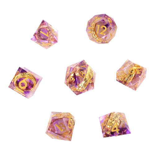 Metal Dice Set DND 7pcs with Gift Box - RPG Gift for Gamers(Gold-Purple) | Elegant gift box included, making it the ultimate present for roleplaying tabletop gamers and D&D enthusiasts - color: Gold-purple