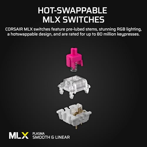 Corsair Vanguard 96 Wired Mechanical Gaming Keyboard – 96% Layout, MLX Plasma Linear Switches, 8000Hz Polling, LCD Display, Virtual Stream Deck, G-Keys, SOCD Flashtap, QWERTY US – Black - style: Linear Plasma Switches