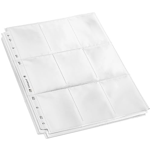 TYH Supplies Heavywieght Trading Card Sleeves for 3 Ring Binder | Double Sided Ultra Clear 11 Hole | 9 Pocket Page Gaming Card Protector Sleeves (100 Pack - 1800 Pockets)