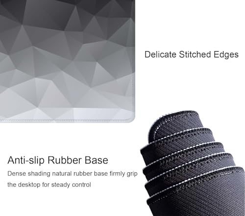 White Grey Geometric Extended Big Mouse Pad Large,XL Gaming Mouse Pad Desk Pad,31.5x11.8inch Long Computer Keyboard Mouse Mat Mousepad with 3mm Non-Slip Base and Stitched Edge for Home Office Work - color: White Grey Geometric