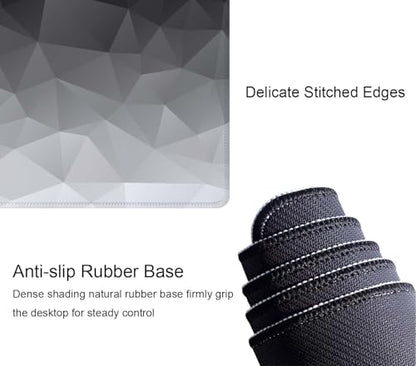 White Grey Geometric Extended Big Mouse Pad Large,XL Gaming Mouse Pad Desk Pad,31.5x11.8inch Long Computer Keyboard Mouse Mat Mousepad with 3mm Non-Slip Base and Stitched Edge for Home Office Work - color: White Grey Geometric