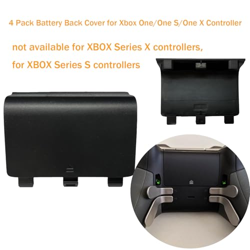 4 Pack One Controller Battery Back Cover for Xbox One, One S, One X Controller [NOT for Xbox SeriesS/X],Replacement Battery Back Shell Covers Compatible with Xbox One/One S/One X Controllers (Black) - color: Black