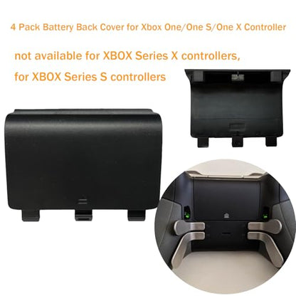 4 Pack One Controller Battery Back Cover for Xbox One, One S, One X Controller [NOT for Xbox SeriesS/X],Replacement Battery Back Shell Covers Compatible with Xbox One/One S/One X Controllers (Black) - color: Black