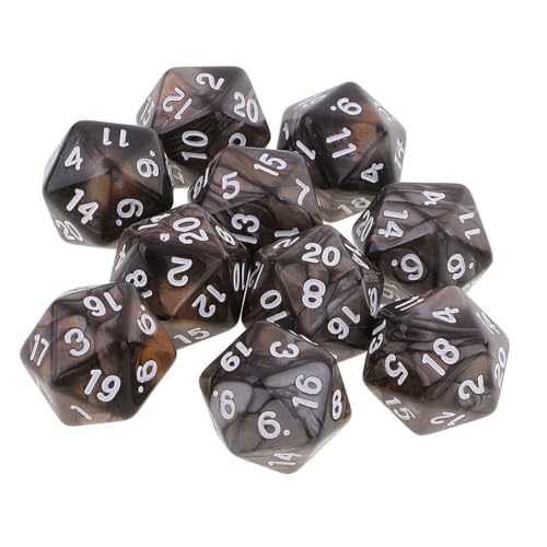 10PCS Polyhedral Dice D20 Dice 20mm Acrylic 20 Sided Dice Game Dice for RPG MTG DND Dice Table Games (Coffee Gray) - color: Coffee Gray