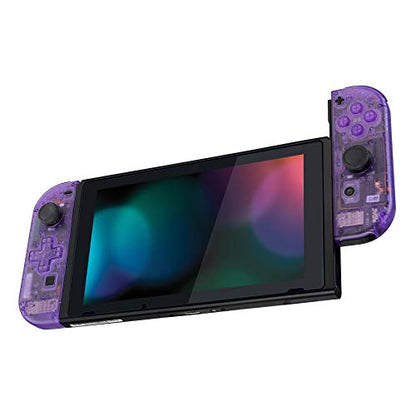eXtremeRate Clear Atomic Purple Joycon Handheld Controller Housing (D-Pad Version) with Full Buttons, DIY Replacement Shell Case for Nintendo Switch & Switch OLED Joy-Con – Console Shell NOT Included - color: Clear Atomic Purple