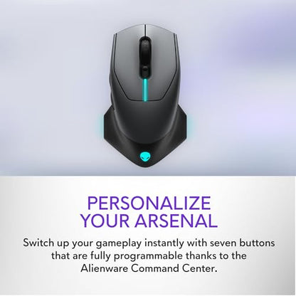 Alienware Wireless Gaming Mouse AW610M, 16000 DPI, 400 IPS, 7 Buttons | USB Wired, Optical Sensor, Programmable Controls, 1000Hz Polling, RGB Lighting, Dark Side of the Moon - color: AW610M - Dark Side of the Moon