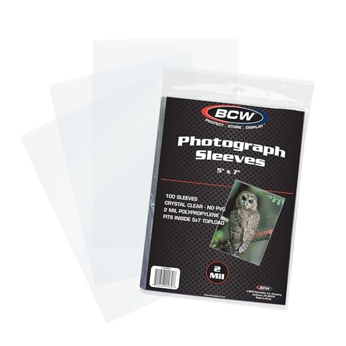 BCW 5x7 Photo Sleeves – 100 ct | Acid Free, No PVC | Soft Clear Plastic Photo Sleeves | Archival Quality | Fits 5x7 Photos & BCW 5x7 Toploaders - size: 100-PACK