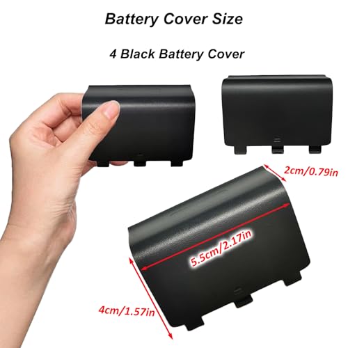 4 Pcs Battery Cover Replacement for Xbox One/One S/One X Controller[NOT for Xbox Series X/S],Battery Back Shell Covers Repair Part Compatible with Xbox One Controller(Black) - color: 4 Black