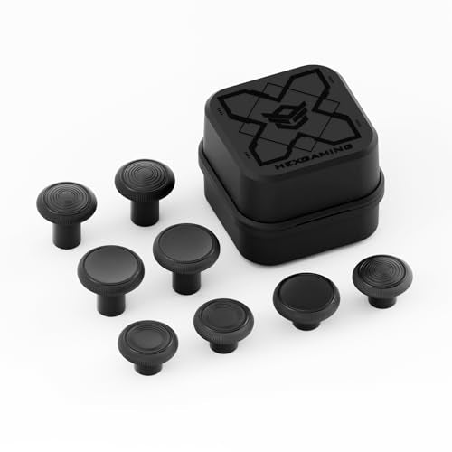 HEXGAMING 8-Pack Replacement Thumbsticks Caps, Black | 2 Height, Domed & Concave Grips, for Phantom & Ultimate Pro Controllers, Base Part NOT Included - color: Black