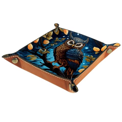 Owl Bird Tree Dice Tray PU Leather Dice Rolling Tray Folding Dice Holder for Dice Games, Like RPG, DND and Other Table Games - color: Multi 7