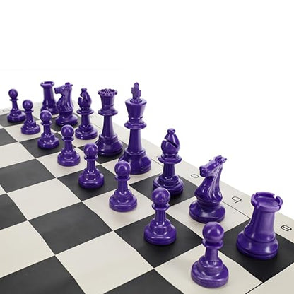 WE Games Color Bright Plastic Staunton Tournament Chess Pieces with 3.75 in. King - Half Chess Set of Chess Pieces Only, Purple - color: Purple