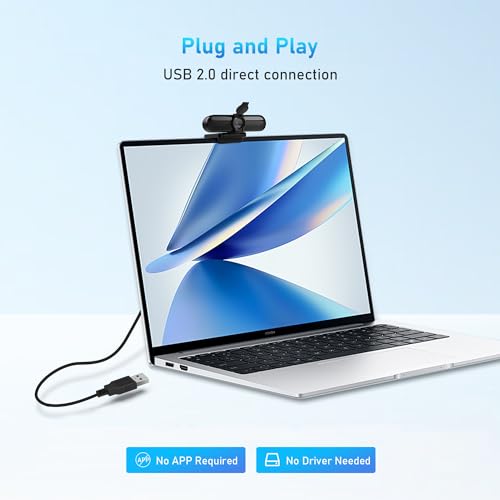 2K Webcam with Microphone, 78°FOV FHD PC Camera with 2K/30fps, Privacy Cover, Plug & Play USB Web Cam, Autofocus, 1080P/60fps External Webcam for PC, Computer Web Camera for Laptop, Mac, Zoom - color: 2K/78°FOV