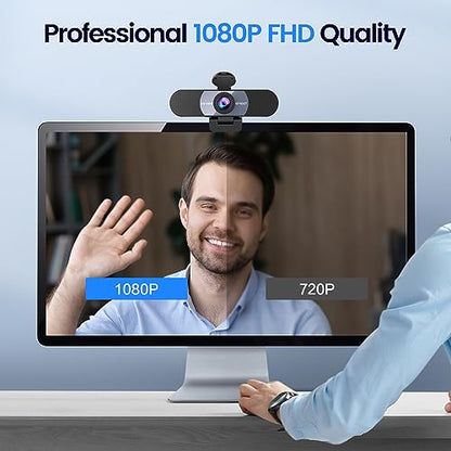 EMEET C960 1080P Webcam with Microphone, 2 Mics, 90° FOV, Computer Camera | Fixed Focus, Plug&Play for Zoom/Teams/Facetime/YouTube/Google Meet/Switch 2 Camera, Grey - style: 1080P Grey