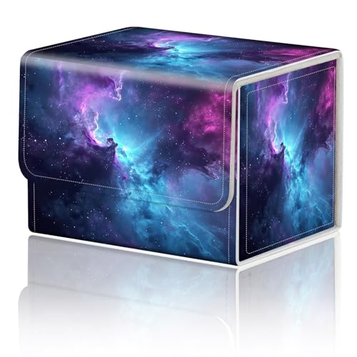 Card Game Storage Box TCG Deck Box MTG Card Box Organizer Trading Card Case Commander Deck Box TCG Card Storage Box Magnetic Closure Creative Pattern Up to 200 Cards, Blue And Purple Space Star - color: Blue And Purple Space Star
