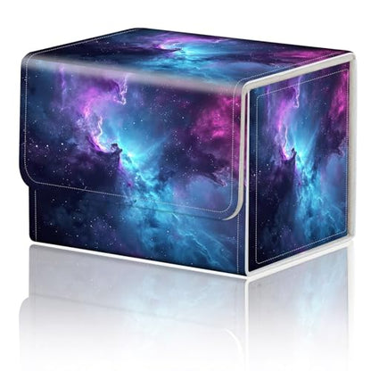 Card Game Storage Box TCG Deck Box MTG Card Box Organizer Trading Card Case Commander Deck Box TCG Card Storage Box Magnetic Closure Creative Pattern Up to 200 Cards, Blue And Purple Space Star - color: Blue And Purple Space Star