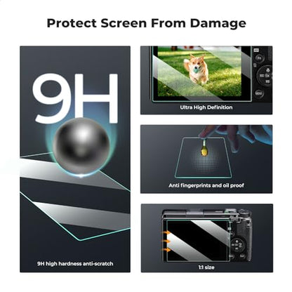 K&F CONCEPT 3pcs Screen Protector Compatible with Sony ZV-E1/A7 IV/A6700/A7CII Camera & Hot Shoe Cover, Ultra Clear Tempered Glass Screen Protector, Anti Scratch Bubble Free Ultra Resistant - size: ZV-E1/A6700/A7 IV/A7CII