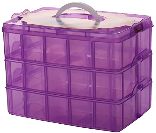 Sooyee 3-Tier Bead Organizer, Craft Storage Organizer Box,Purple | Stackable, 30 Adjustable Compartments, For Washi Tape, Toy, Hair Accessories, Art Supplies, Fishing Tackle - color: Purple, size: 3 Tier
