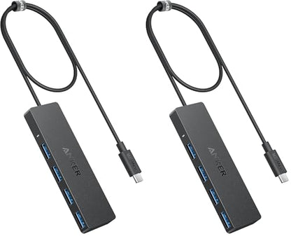 Anker 4-Port USB 3.0 Hub with 5Gbps Data Transfer, Ultra-Slim USB-C Connector Hub, for MacBook, iMac, Surface, Mobile HDD, and More (2 ft USB-C Connector, Charging Not Supported) (Pack of 2) - size: 2 ft (Pack of 2), style: USB-C