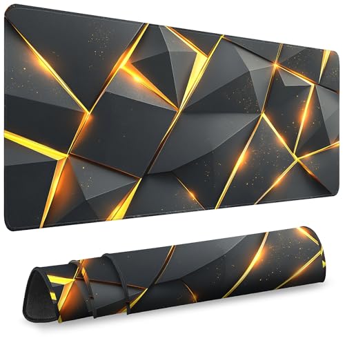 Mouse Pad Gaming - Desk Mat for Keyboard and Mouse - Large Mouse Pads for Desk, Gaming Mousepad with Non-Slip Base, Desks Pad (31.5" X 11.8") for Game, Office and Home - color: Diamond Geometry - Black Gold, size: 31.5L x 11.8W inches