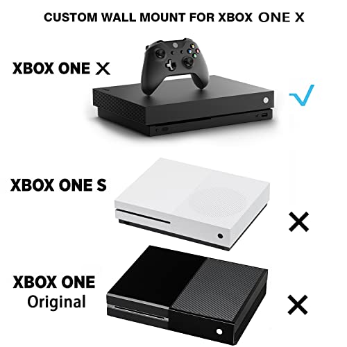 Monzlteck Wall Mount for Xbox One X (Not Fit for One Original)，All Metal Vertical Hanging On Wall with Power Botton Left/Right,Wall Shelf Bracket for X1X