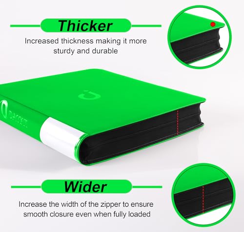 Premium 2000 Pocket Card Binder - 20 Pocket Trading Card Binder with Sleeves Fits 2000 Cards, Ringless Card Album for TCG - Model A，Brilliant Green - color: 20P - Brilliant Green