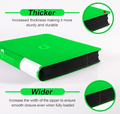 Premium 2000 Pocket Card Binder - 20 Pocket Trading Card Binder with Sleeves Fits 2000 Cards, Ringless Card Album for TCG - Model A，Brilliant Green - color: 20P - Brilliant Green