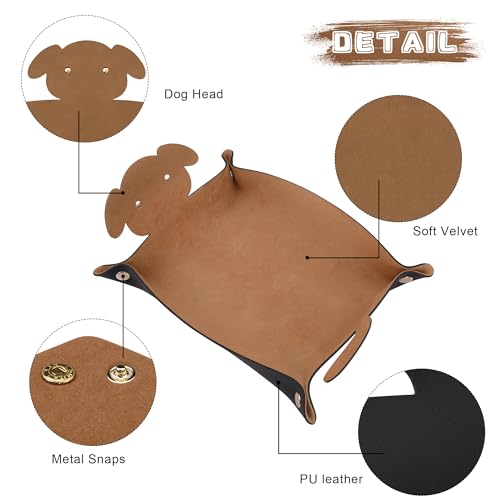 SIQUK 2 Pieces Dog Dice Rolling Tray Folding Dice Trays PU Leather Scroll Dices Holder Storage for D&D RPG Games (Camel, Black) - color: Camel, Black