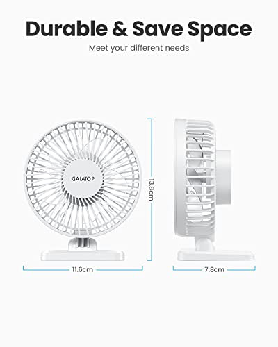 Gaiatop USB Desk Fan, Small But Powerful, Personal Portable Quiet 3 Speeds, Adjustable Mini Table Desktop fan for Cooling Home Office Car Summer Travel Gifts White - color: Pure White