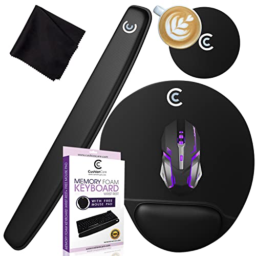 4pc Premium Wrist Rests for Keyboard and Mouse Pad Set - Memory Foam Cushion, Black - Ergonomic Wrists Hand Arm Rest Support for Laptop Computer Desk and Gaming - Carpal Tunnel Syndrome Relief - style: Premium