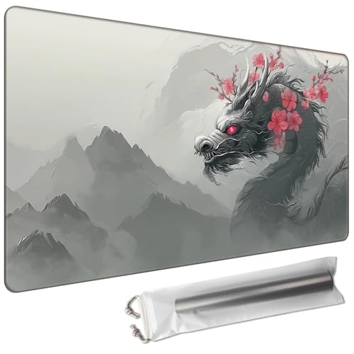 for TCG/MTG Playmat 27.5 x 15.7in Including Storage Bag | Smooth Surface & Non-Slip Rubber Backing | Stitched Edge Desk Pad & Card Game Mat, Cute Panda - color: Cute Panda, size: 27.5"×15.7" Regular