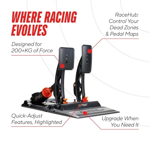 ASETEK SimSports La Prima™ Load Cell Sim Racing Pedals | Adjustable and Customizable Sim Pedals Arms | Built to Replicate Real-Life Racing sim | PC Compatible - size: La Prima