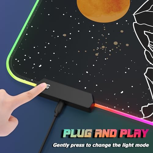 ITNRSIIET RGB Gaming Mouse Pad, Full Desk XL Extended Large Gaming Mousepad, 12 Lighting Modes 30% Thicker Big LED Desk Mat for Gamers, 32 x 12 inches, Starry Sky Moon - color: Starry Sky Moon