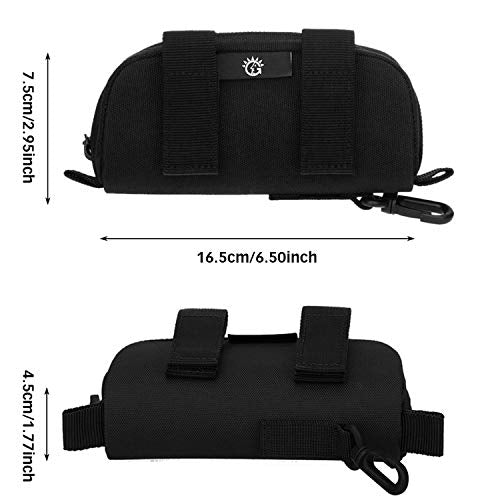 HUNTVP Tactical Eyeglasses Hard Case Molle Zipper Sunglasses Carrying Case Nylon with Clip - color: Black