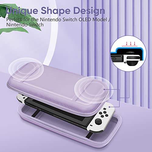 FINTIE Carrying Case for Nintendo Switch / Switch OLED Model (2021) | Shockproof, Hard Shell Protective Cover, Portable Travel Storage Bag, 10 Game Card Slots & Inner Pocket - color: Lilac Purple