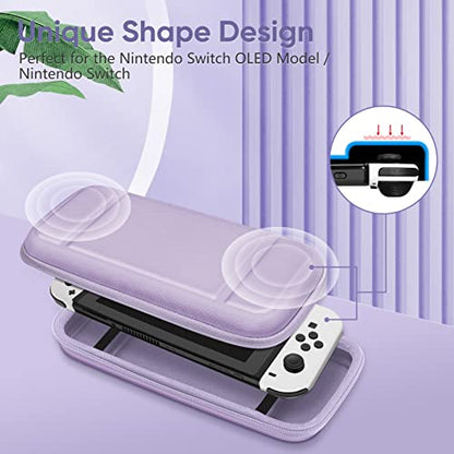 FINTIE Carrying Case for Nintendo Switch / Switch OLED Model (2021) | Shockproof, Hard Shell Protective Cover, Portable Travel Storage Bag, 10 Game Card Slots & Inner Pocket - color: Lilac Purple