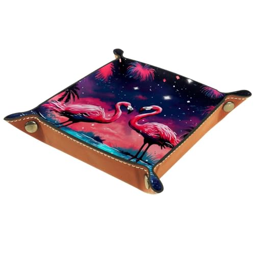 Red Flamingo Dice Tray PU Leather Dice Rolling Tray Folding Dice Holder for Dice Games, Like RPG, DND and Other Table Games - color: Multi 7