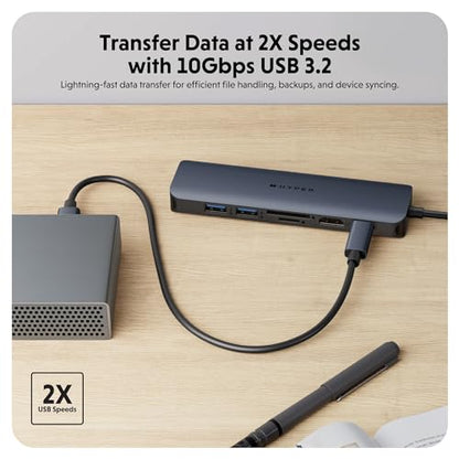 HyperDrive Next 7 Port USB C Hub for Mac, PC, Chromebook with 4K60Hz HDMI, 2 USB-A, USB C Hub 10Gbps, USB-C 10Gbps 100W Power Delivery, SD Card Reader, Ethernet Ports - size: 7 Port USB-C Hub with 2x USB-A