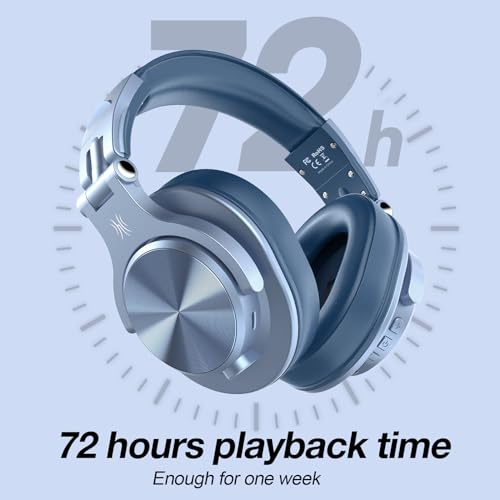 OneOdio A70 Bluetooth Over Ear Headphones, Wireless Headphones w/ 72H Playtime, Hi-Res, 3.5mm/6.35mm Wired Audio Jack for Studio Monitor & Mixing DJ Guitar AMP, Computer Laptop PC Tablet - Sky Blue - color: Sky Blue
