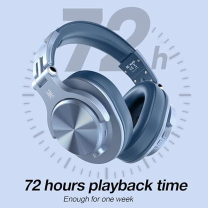 OneOdio A70 Bluetooth Over Ear Headphones, Wireless Headphones w/ 72H Playtime, Hi-Res, 3.5mm/6.35mm Wired Audio Jack for Studio Monitor & Mixing DJ Guitar AMP, Computer Laptop PC Tablet - Sky Blue - color: Sky Blue