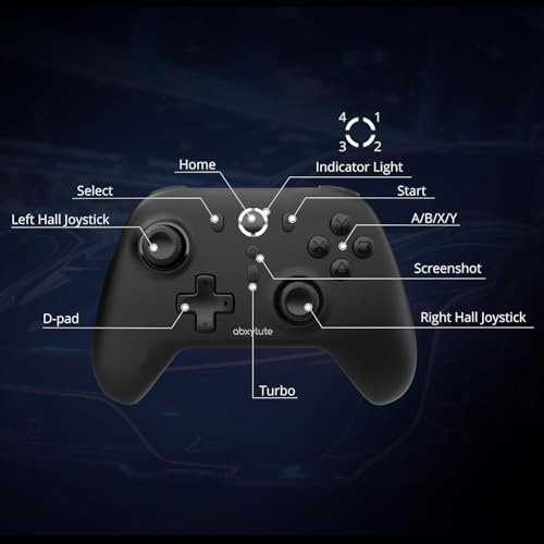 abxylute C6 Wireless PC Controller, Bluetooth Game Controller -1000Hz Polling Rate- Hall Effect Joystick for Windows PC, Switch 1&2, Steam Deck, Android TV/Mobile, iOS, MAC &Tesla Vibration Turbo Lightweight - color: Black