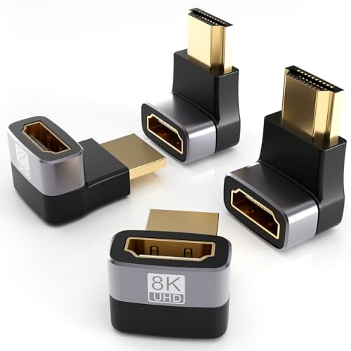 PANPEO 8K@60Hz Right Angle HDMI Adapter, 90 Degree and 270 Degree HDMI Adapter (4 Pack) - size: 4 Pack