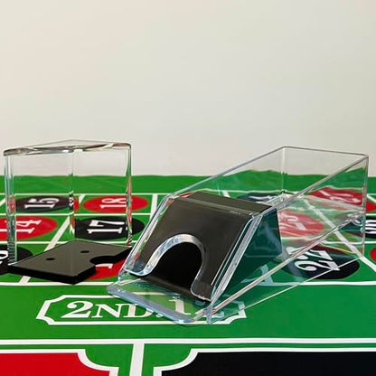 SEETOOOGAMES Blackjack Shoe Discard Tray - Poker Cards Dealing Shoe with Discard Holder - Clear Acrylic Card Dispenser Casino Blackjack Game Accessories - style: 4 DECK