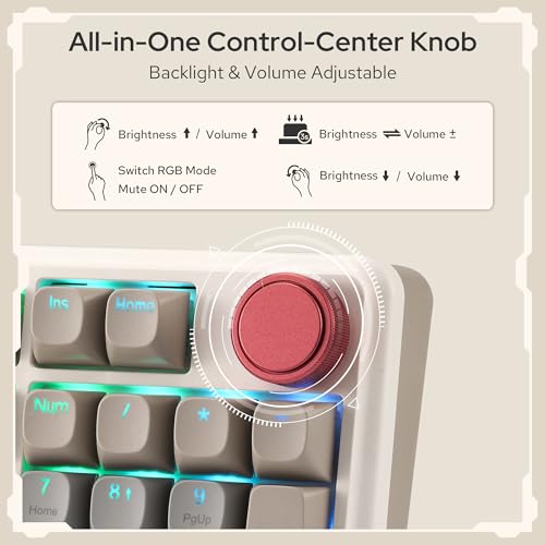 Redragon K768 PRO 100 Keys Wireless Gasket RGB Gaming Keyboard, Massive 8000 mAh PBT Mechanical Keyboard w/Hot-Swap Socket, Dedicated Knob Control & 5-Layer Noise Dampening, Custom Yolk Linear Switch - color: Retro Cocoa