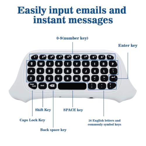 Mcbazel Mini Game Keyboard 2.4G Receiver Wireless Chatpad Message with 3.5MM Audio Jack for Xbox One/Xbox One X/S/Xbox Series X/S/XboxElite/2, Controller Keyboard Attachment - White