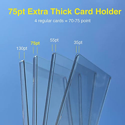 75pt Top Loaders for Cards, 3x4 Extra Thick Holder with Protective Film, Toploader Card Protectors Hard Plastic, 25-Count - size: 75pt extra thick holder