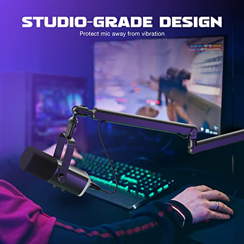 FIFINE Microphone Boom Arm, Low Profile Adjustable Stick Microphone Arm Stand with Desk Mount Clamp, Screw Adapter, Cable Management, for Podcast Streaming Gaming Studio-BM88 | Adjustable Stick Stand, Desk Mount Clamp, Cable Management, Screw Adapter, for