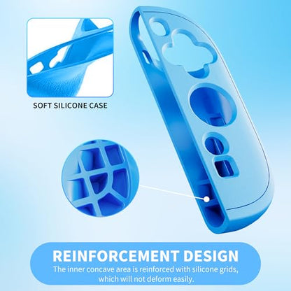GLDRAM Soft Silicone Case for Nintendo Switch 2 Joycon - Protective Cover with Anti-Slip Grip & Thumb Grips - Shock-Absorbing Skin for Left & Right Controllers (Blue) - color: Blue